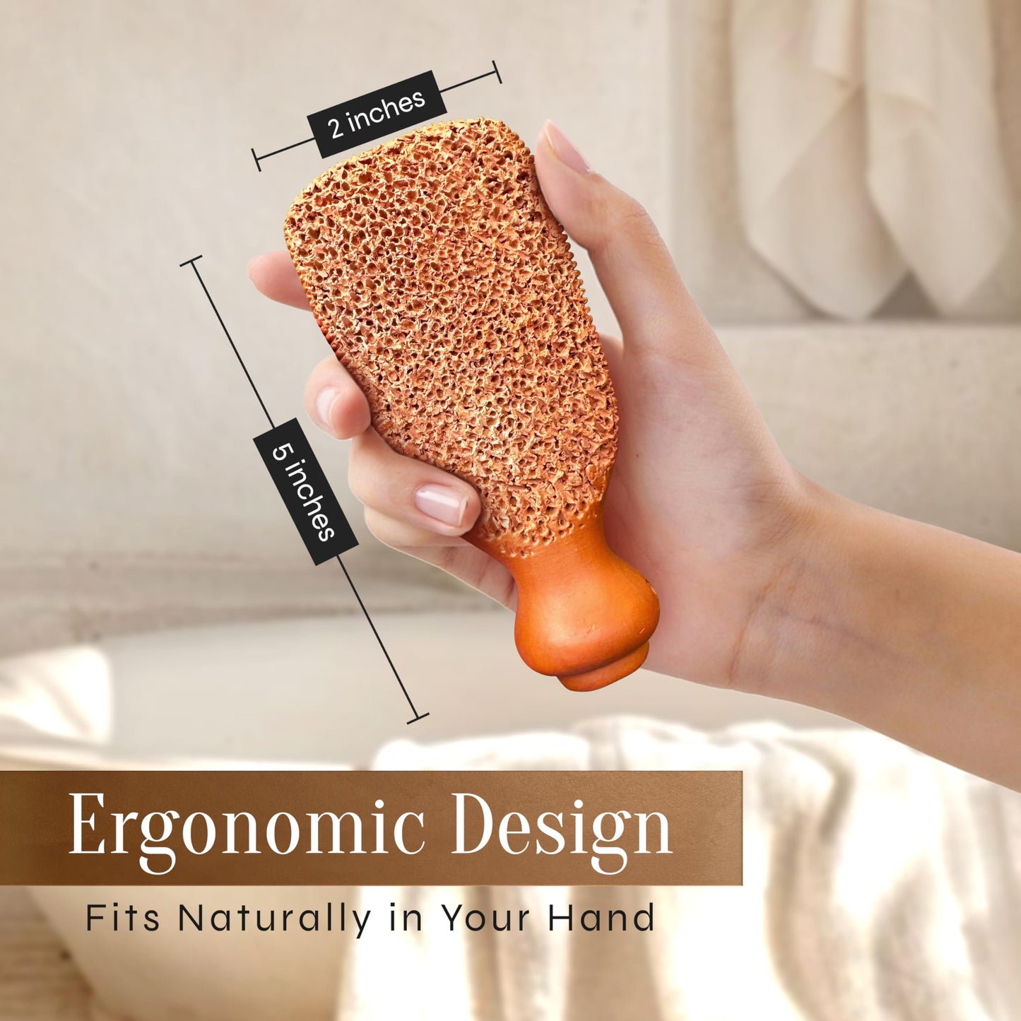 Facón Pumice Stone for Feet Callus Remover - Terra-Cotta Foot Scrubber with 2 Sides, 100% Pure Natural Foot Pumice Stone, Pedicure Pumice Stone Scrubber, Foot Exfoliator, Removes Calluses & Dead Skin
