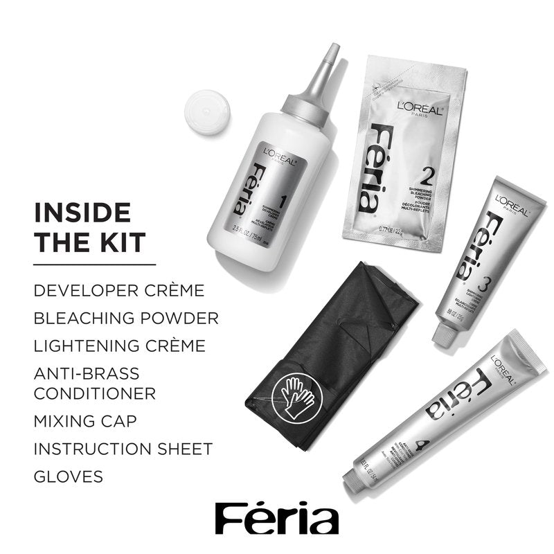 L'Oreal Paris Feria Multi-Faceted Shimmering Permanent Hair Color, Extreme Platinum, Pack of 1 Hair Dye Kit