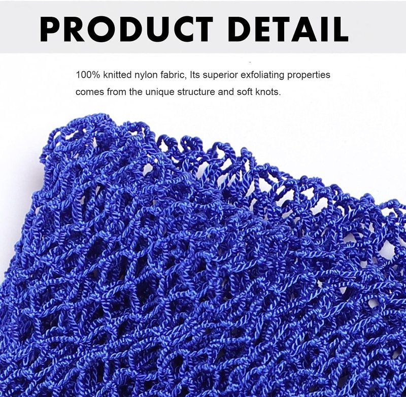 African Exfoliating Net Sponge Set - Long Bath Scrubber for Smooth Skin | 63" Stretches (Blue & Purple)