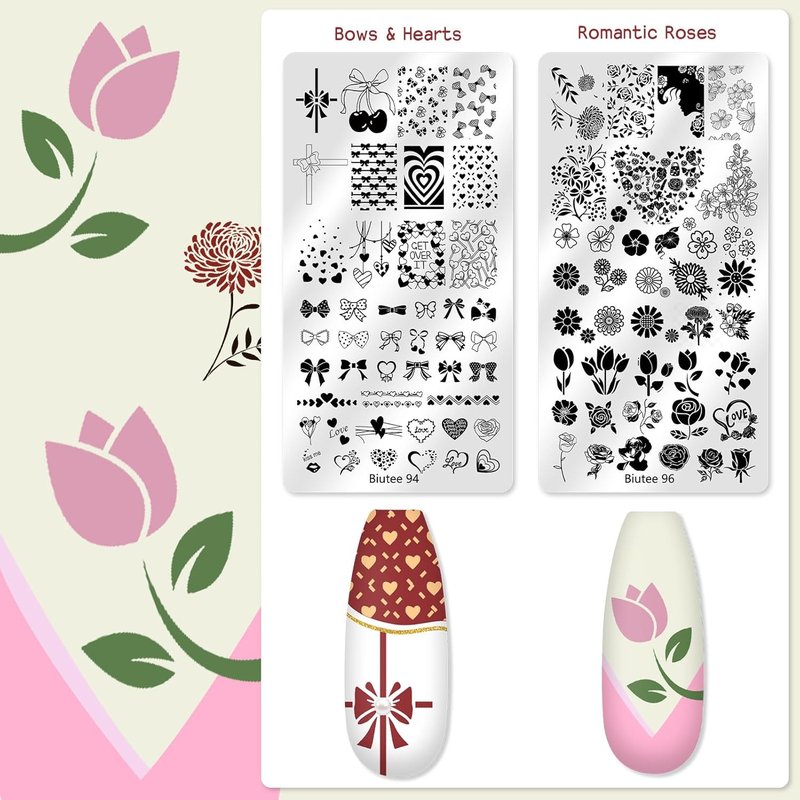 Biutee Nail Stamping Kit - 16 Pcs Nail Art Plates with Silicone Stamper & Scraper | Holiday Designs