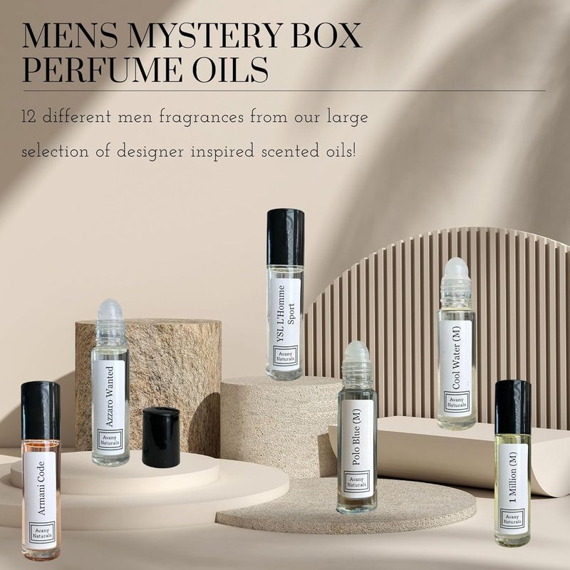 Fragrance Oil Samples For Men - Enhanced Scents Travel Size Cologne | 12-Piece Perfume Gift Set