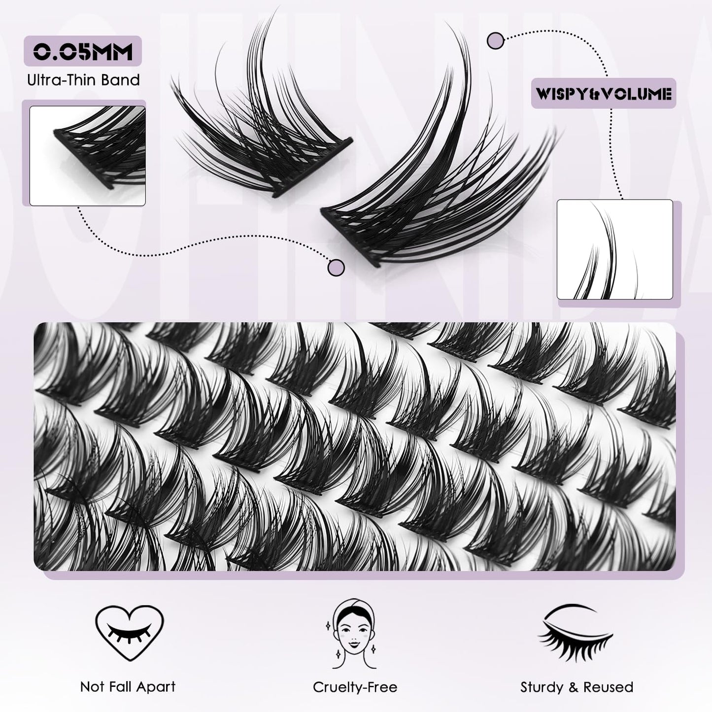 SOFENIDA Lash Clusters Kit Wispy Lash Clusters Cluster Eyelash Extensions 10-18mm Lash Extension Kit Eyelash Cluster Eyelash Extensions Waterproof DIY Individual Lashes Clusters with Soft Thin Band