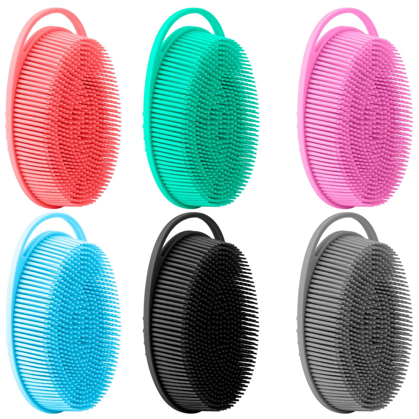 Soft Loofah Silicone Body Scrubbers - 6 Pack Exfoliating Shower Scrubbers for Men & Women