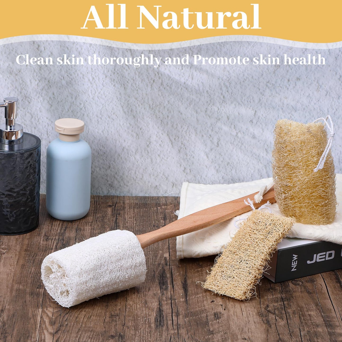 Ckhoid 14Pcs 5" Natural Loofah Exfoliating Body Sponge Scrubber, Plant-Based Organic Loofa Luffa for Skin Care in Bath Spa Shower, Long-Handled Natural Sponges Bath Brush for Men & Women