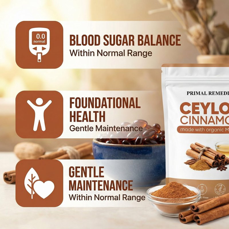 Primal Remedies Ceylon Cinnamon - 300 Softgels with MCT Oil, Highly Bioavailable, Non-GMO, Gluten Free, Vegan Capsules for Metabolism Support