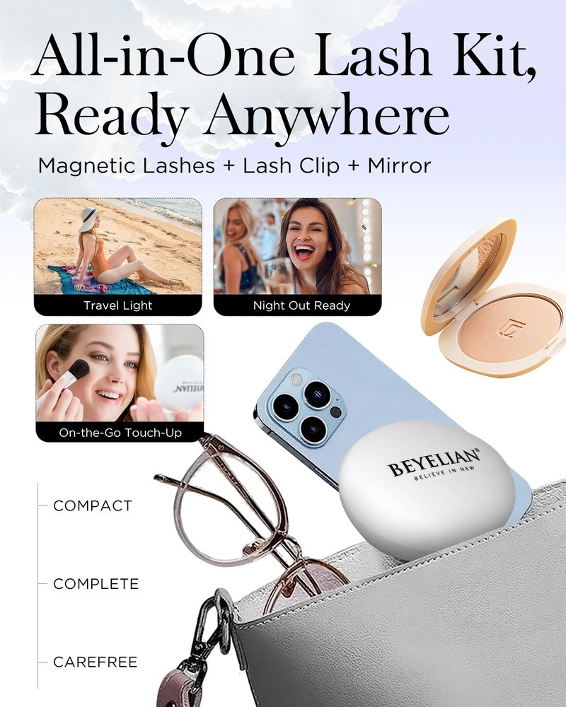 BEYELIAN Magnetic Eyelashes with Applicator, Upgrade Soft Magnetic Lashes Portable Magnetic Eyelashes Natural Look, Reusable, No Glue Needed Fales Eyelashes for Eye YT25 (All-In-One & Comfortable)