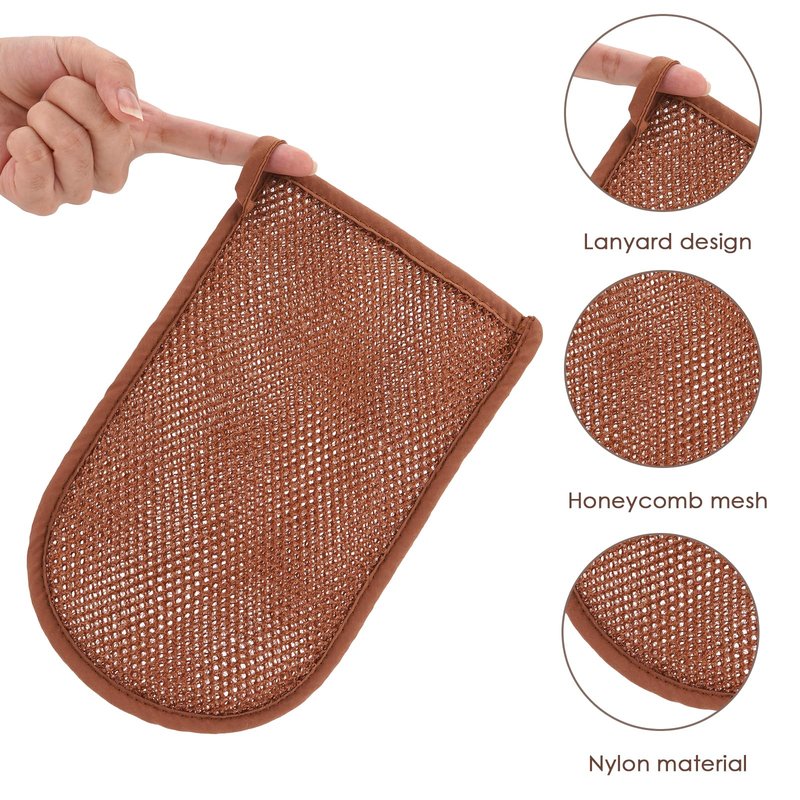 ReignSword 3 Pack African Net Sponge Exfoliating Glove, Deep Cleaning Bath Sponge Body Scrubber for Dead Skin, Exfoliating Shower Gloves for Men and Women (Blue, Purple, Brown)