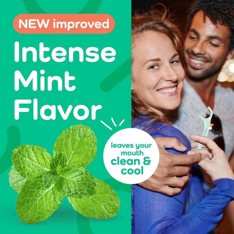 Plackers® Micro Line® Floss Picks - Intense Mint, Floss Fiber Made Without PTFE, 150 Count