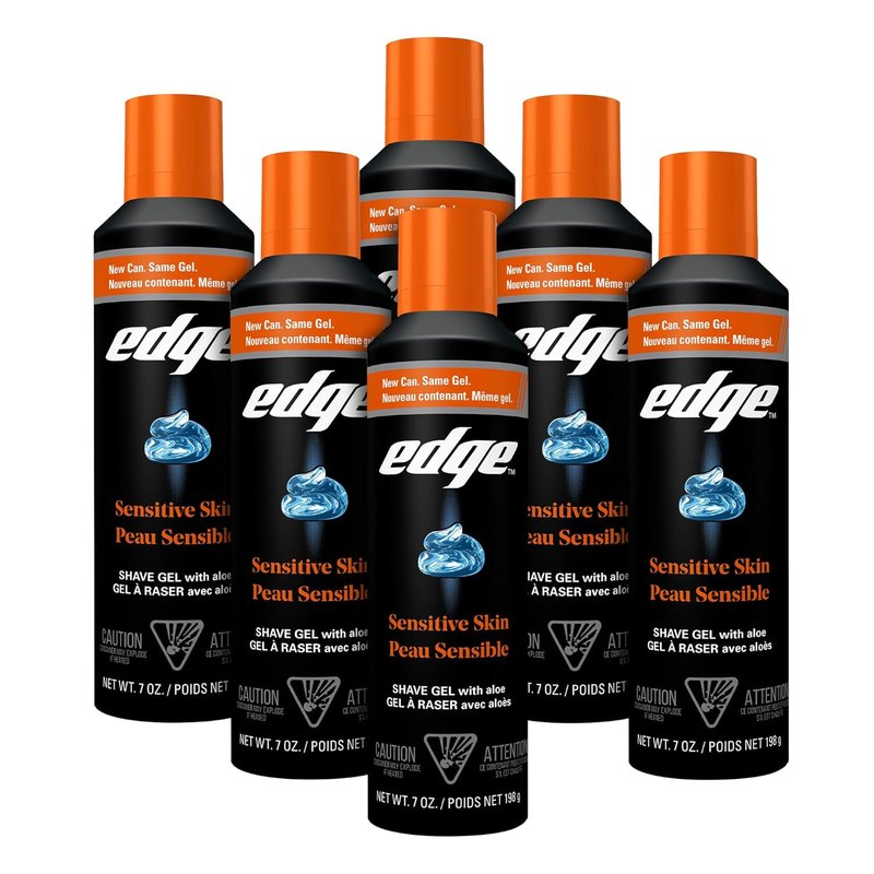 Edge Shaving Gel for Men - Sensitive Skin Formula with Aloe | Moisturizes & Soothes (6 Pack)