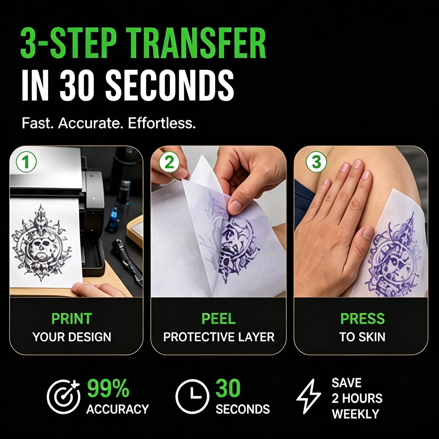 Jconly Tattoo Transfer Paper, 50 Sheets Stencil Transfer Paper for Tattooing, A4 Size Thermal Stencil Paper for Tattoo Beginners Artists Tattoo Supplies