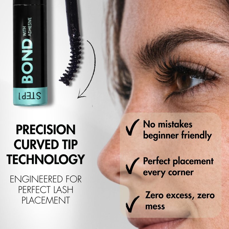 Gazelle 2in1 Lash Keeper Cluster Lash Glue & Sealer, Fast-Dry Black Lash Adhesive with 360° Slim Precision Brush, Waterproof & Sweat-Resistant, 7–10 Day Hold, Latex-Free Gentle for Sensitive Eyes