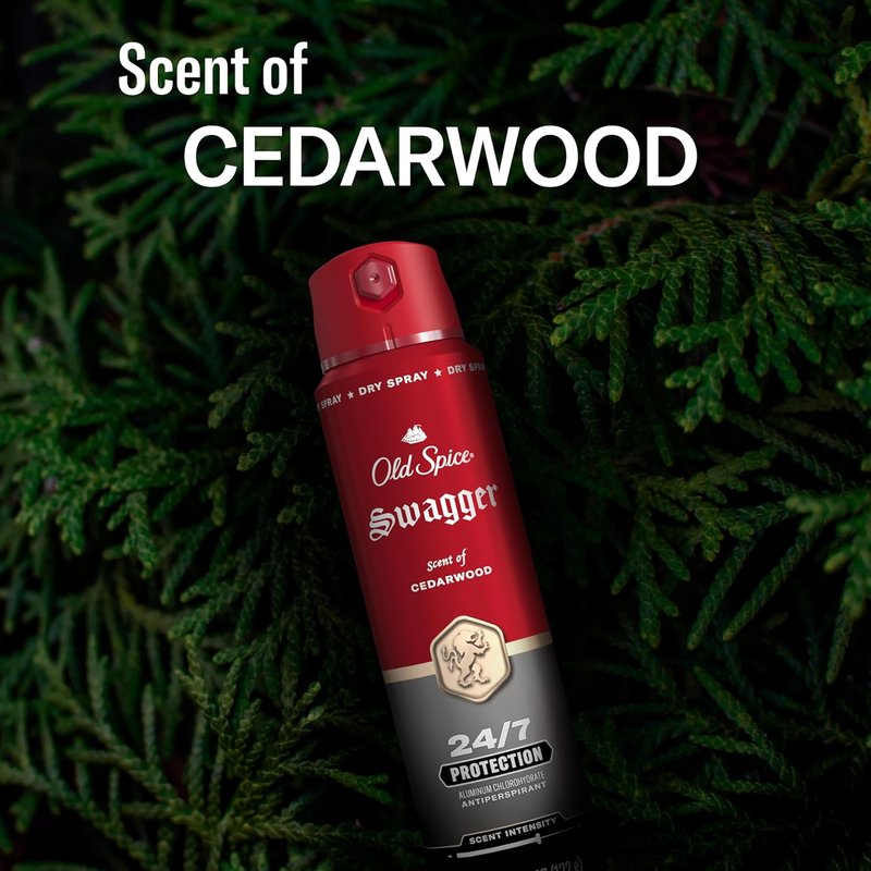 Old Spice Antiperspirant Deodorant Spray for Men - 24/7 Sweat & Odor Protection | Fresh Cedarwood Scent, 4.3 oz (Pack of 2)