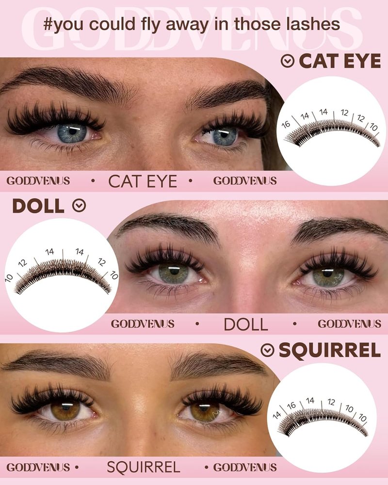 Skiennix Fluffy Manga Lash Clusters Kit - Natural Wispy Eyelash Extensions for DIY Anime Look | Waterproof Bond & Seal