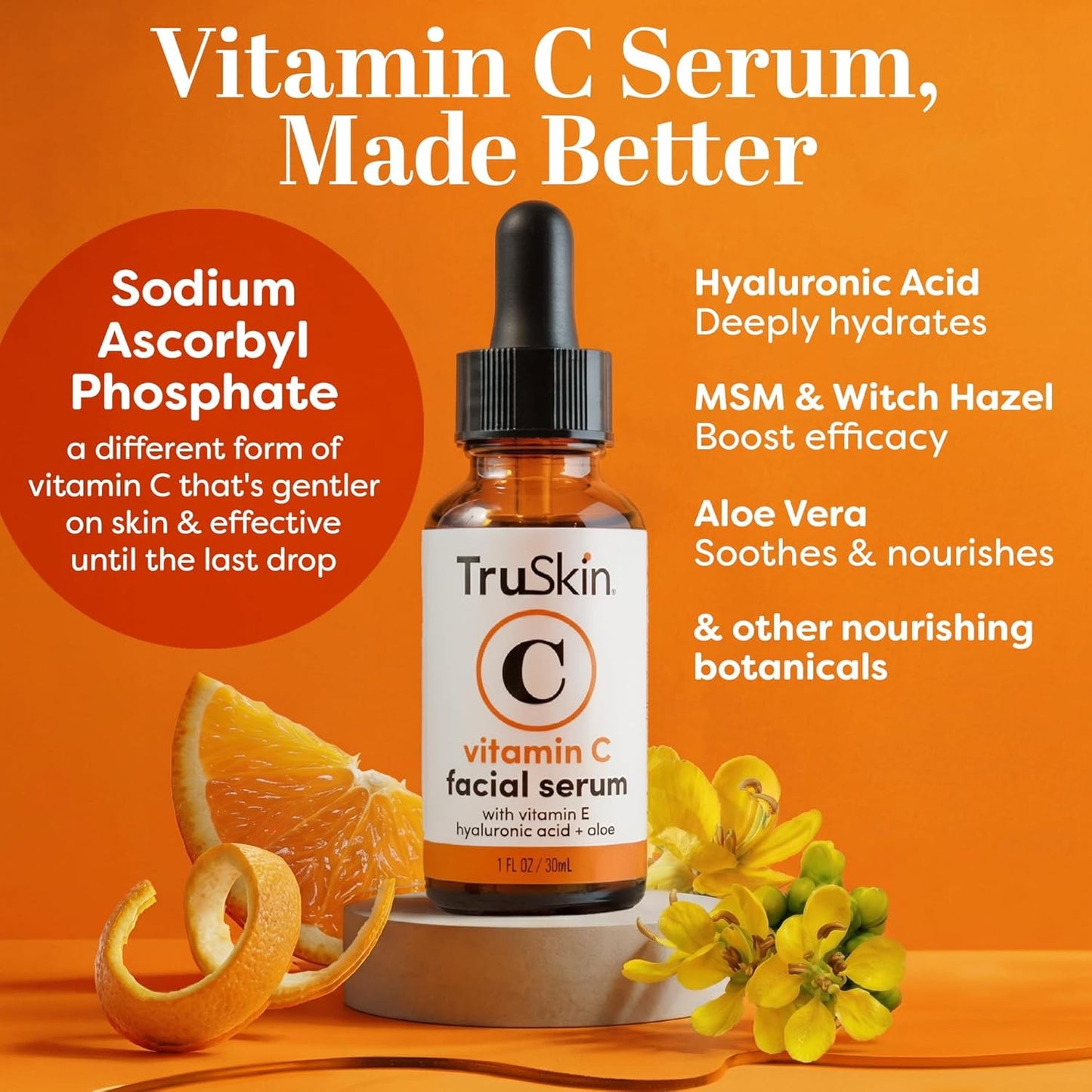 TruSkin Vitamin C Serum - Anti-Aging Face Serum with Hyaluronic Acid & Vitamin E | 1 fl oz for All Skin Types