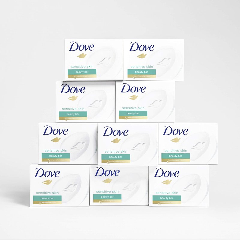 Dove Beauty Bar More Moisturizing Than Bar Soap Sensitive Skin Effectively Washes Away Bacteria, Nourishes Your Skin 3.75 oz 10 Bars
