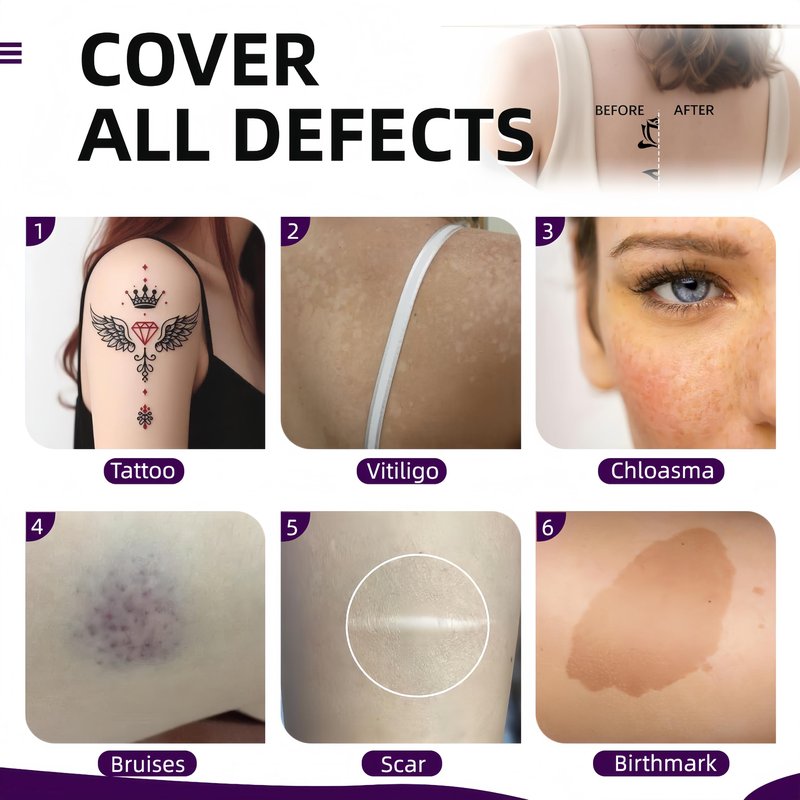 Full Coverage Tattoo Cover Up Cream – Waterproof, Sweatproof Body Concealer for Scars, Birthmarks and Dark Spots – Blendable Dual Shades (Ivory & Medium Deep)