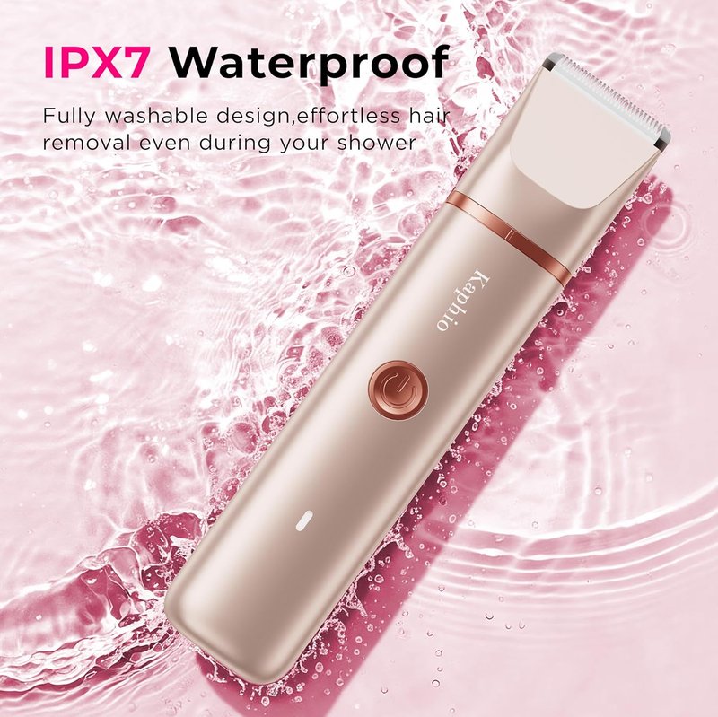 Skiennix Bikini Trimmer for Women - Dual Head IPX7 Waterproof Electric Razor for Body Hair (Gold)