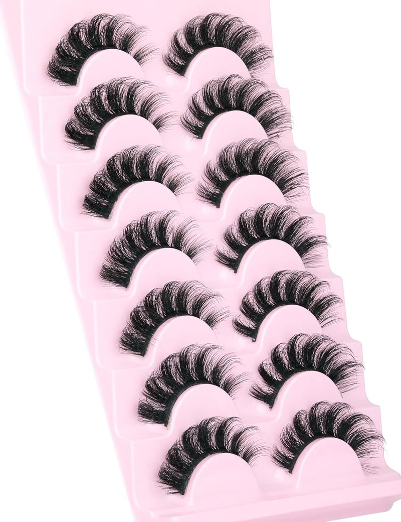 EYDEVRO Mink Lashes - Fluffy 3D Wispy False Eyelashes for Natural Look | 7 Pairs D Curl Strip Lashes