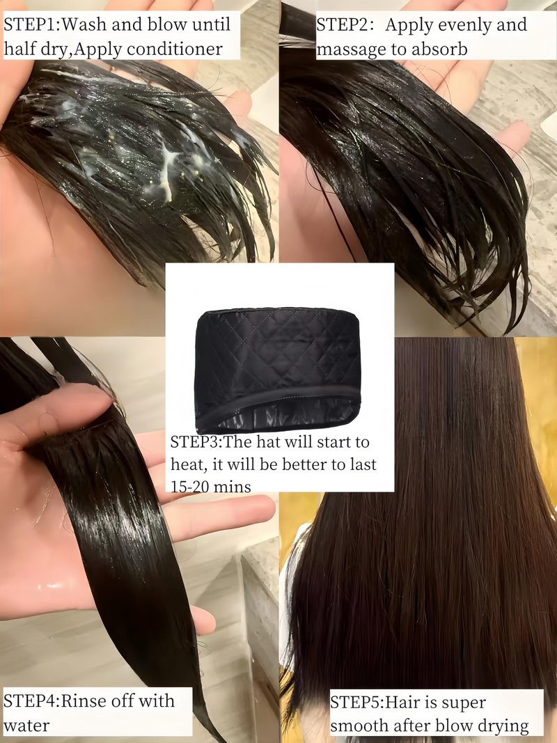 Great For Portable Home Hair Spa Cap, Hair Care Cap, Deep Conditioning, Safe Level 10 Temperature Control, Quick Heat Use