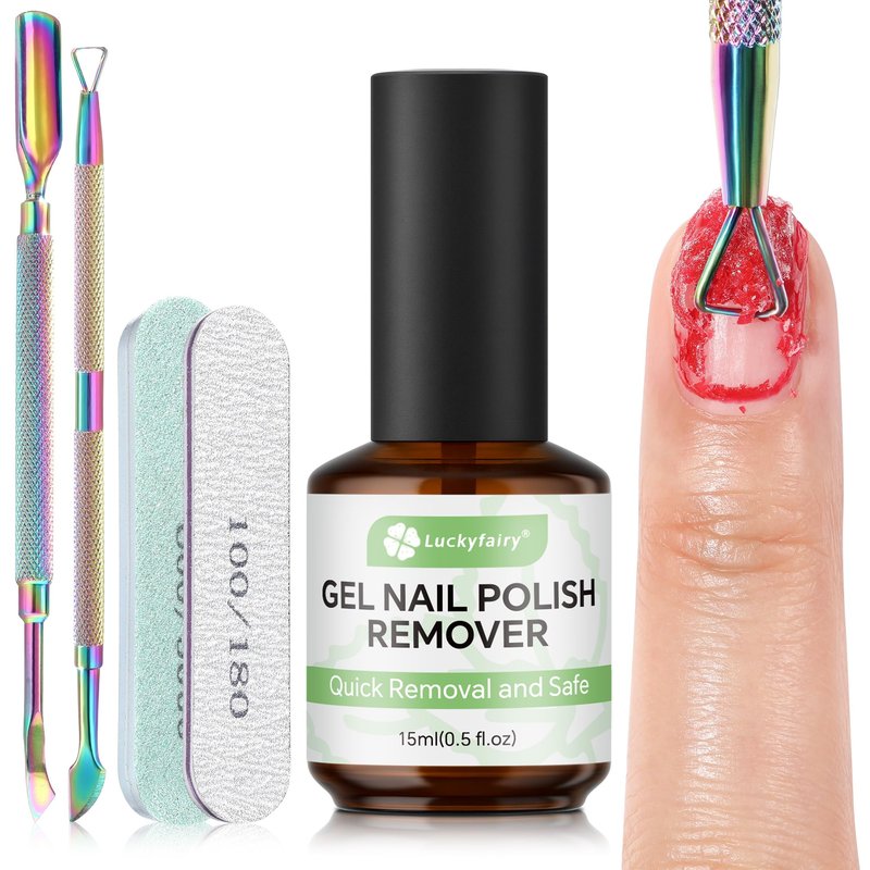 Gel Nail Polish Remover: 5Pcs Gel Polish Remover Kit for Nails, Acetone-free Easy Quick Nail Polish Remove in 2-5 Minutes, No Need to Soak or Wrap, Professional Nail Remover Kit Tools