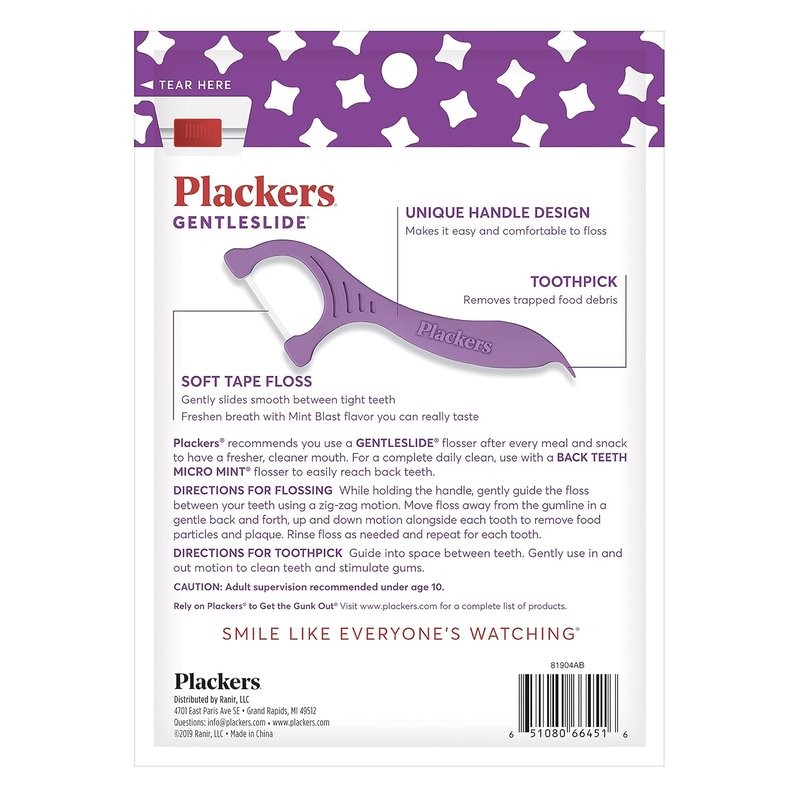 Plackers Gentleslide Flosser - Gentle Dental Care for Sensitive Gums | 90 Count