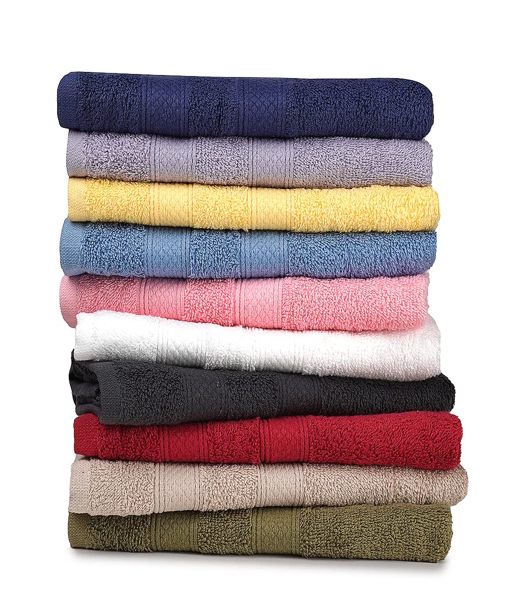 ZUPERIA Classic Hand Towels Pack of 10 (16 x 28 Inches) 100% Ring Spun Cotton Light Weight & Super Absorbent, Fast Drying Hand Towels for Bathroom, Hotels, Travel and Spa (Assorted)