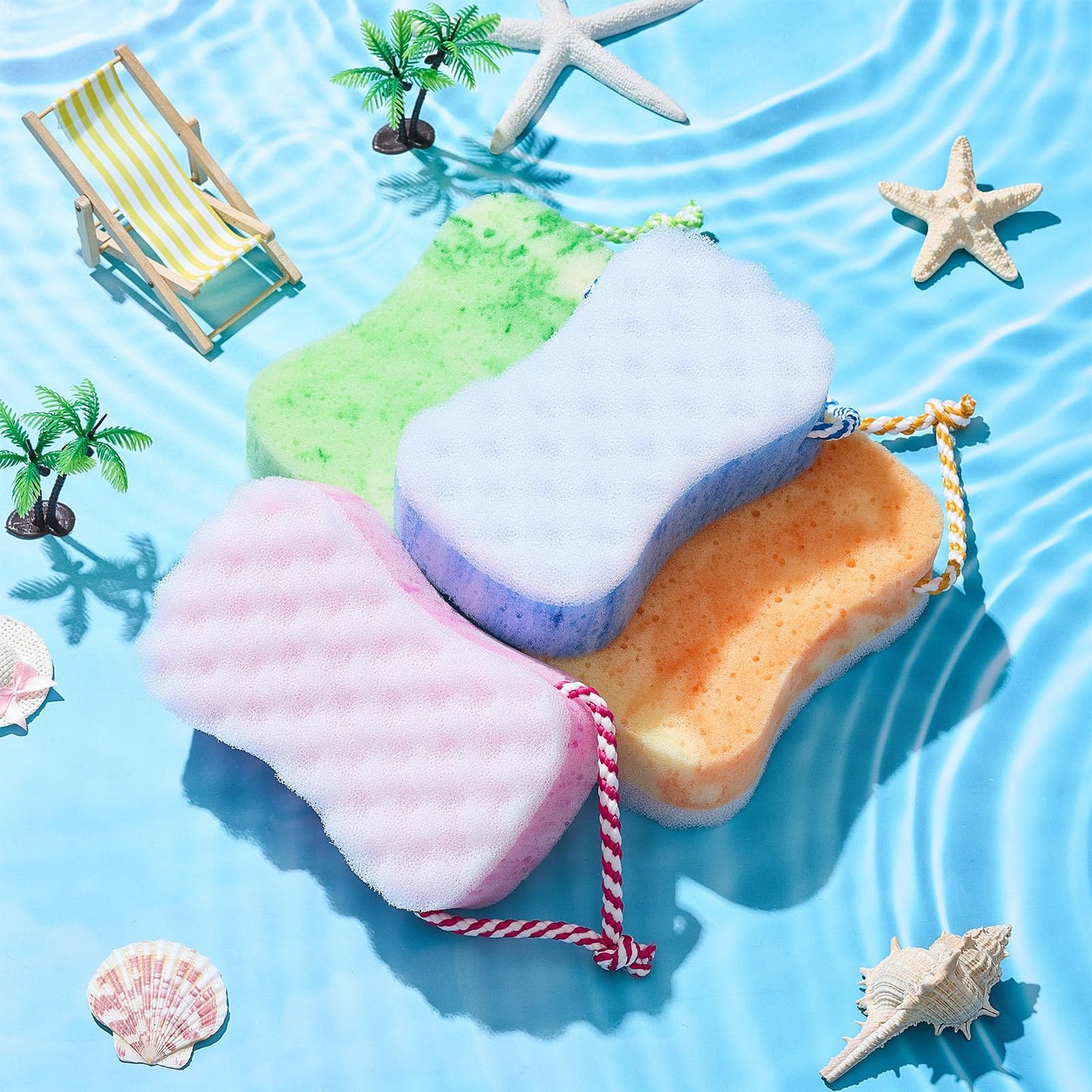 Boao 6 Pcs Bath Sponge for Women, Men Exfoliating Loofahs Body Scrubber Shower Sponges Big Pouf Foam Sponges to Spa Reusable Bathing Accessories(Bright Color)