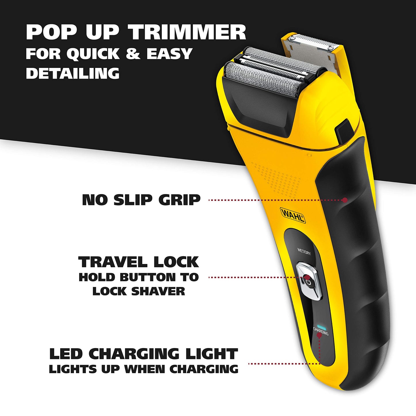 Wahl Lifeproof Lithium Ion Foil Shaver – Waterproof Rechargeable Electric Razor with Precision Trimmer for Men’s Beard Shaving, Trimming, & Grooming with Quick Charge – Model 7061-100