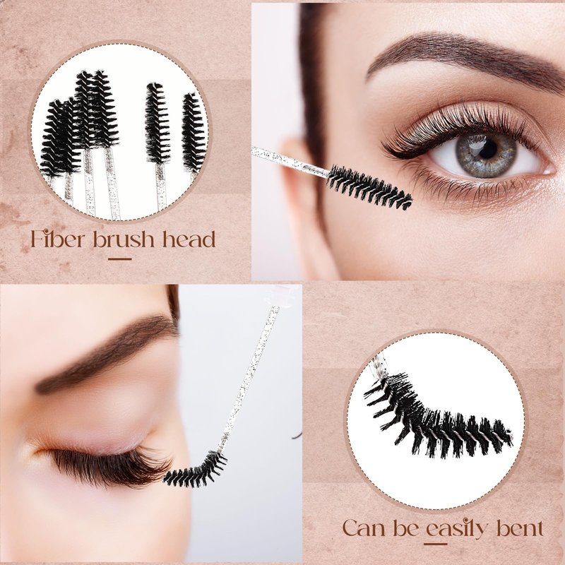 Patelai 80 Pieces Disposable Mascara Brushes Tubes Set, 40 Pcs Empty Mascara Wand Tube with 40 Pcs Eyelash Spoolies Brush Makeup Tool for Eyelash Extension(Black,Black Smile Style)