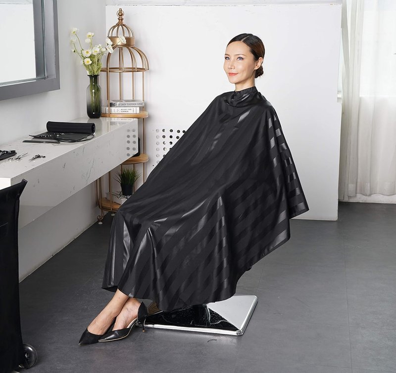 Professional Salon Cape - Black Polyester Barber Hair Cutting Cape | 54'x62'