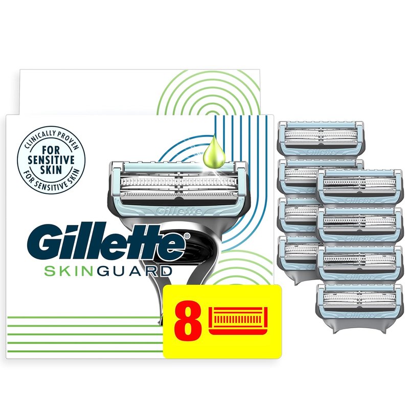 Gillette SkinGuard Razor Blade Refills - 2 Blade Cartridge for Sensitive Skin | 8 Count with Lubrication