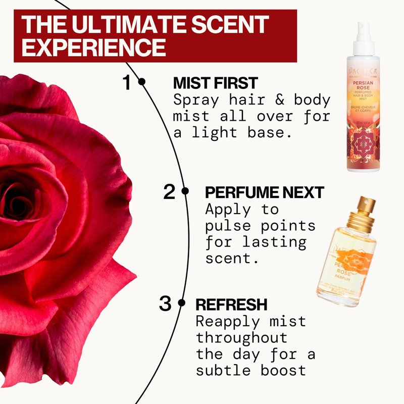 Pacifica Persian Rose Perfumed Hair & Body Mist, Alcohol-Free Spray Designed For Head-To-Toe Wear, Vegan & Cruelty-Free, 6 Fl Oz