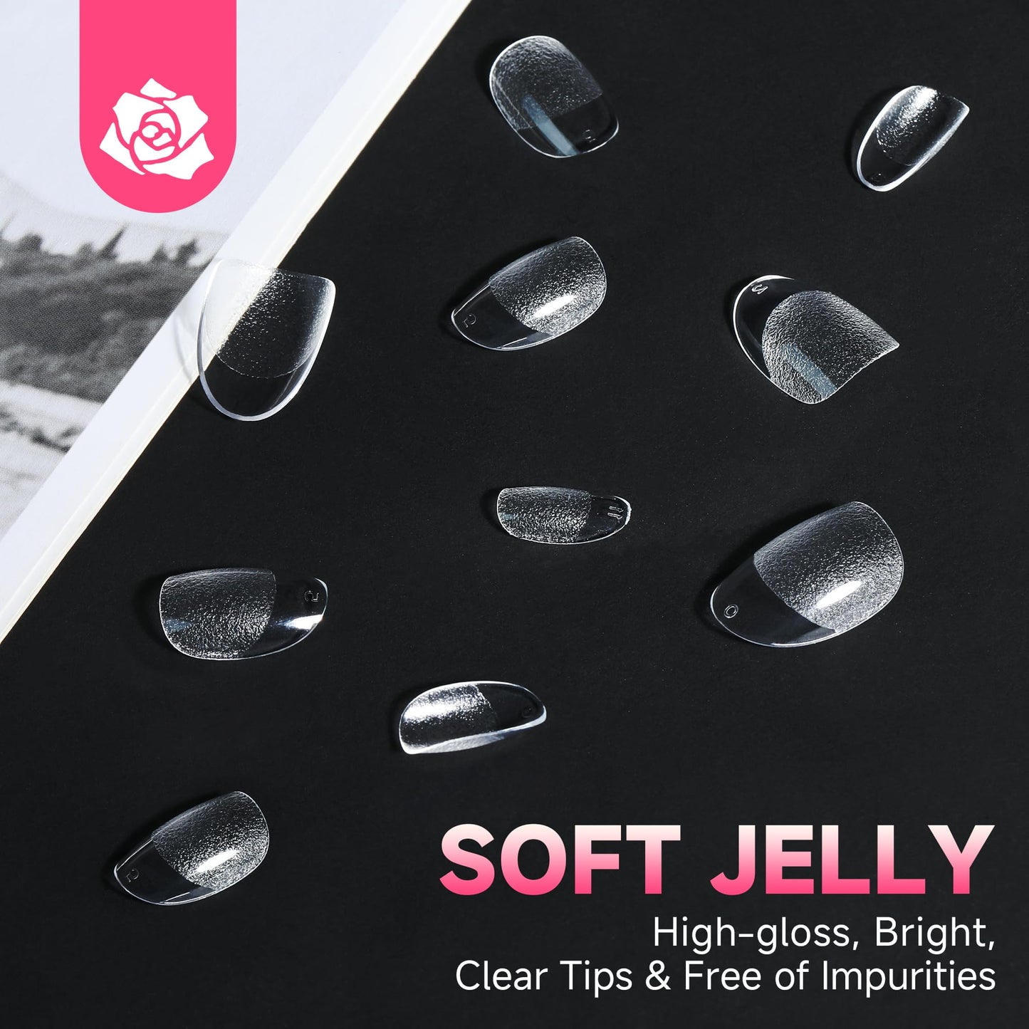 UNA GELLA Oval Round Nail Tips Pre-shaped Half Matte 120pcs Short Oval Round Soft Gel Nail Tips Full Cover Clear Acrylic Fake Nails for Press on Nail Extensions Home DIY Salon 12 Sizes