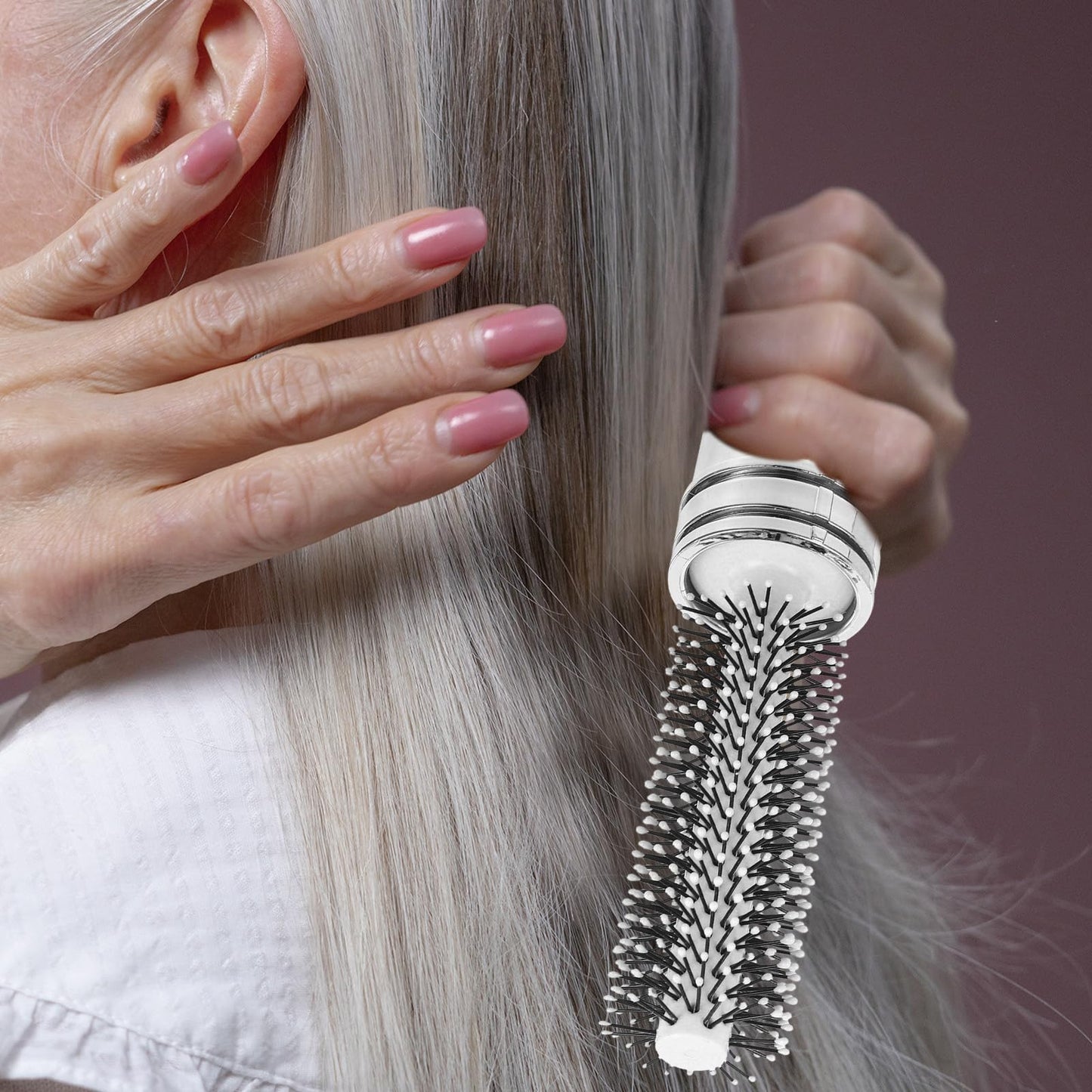 UKCOCO Retractable Roll Hair Brush for Travel : Round Curly Hair Comb for Styling Curling Straightening, Portable and Lightweight, 6.09X1.61X1.57in (White)