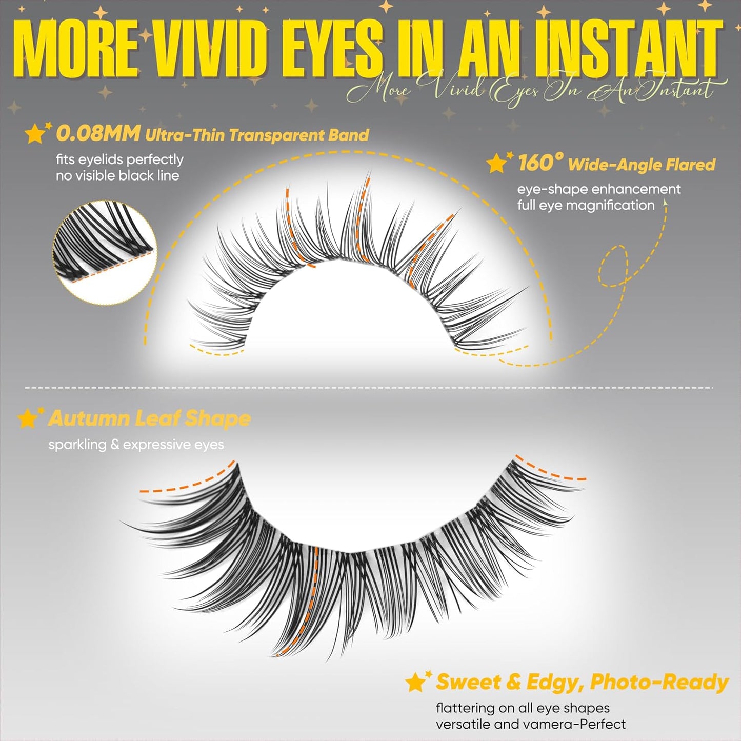 Skiennix Natural Lash Clusters - Wispy 10-13MM Anime Eyelash Extensions with Invisible Band