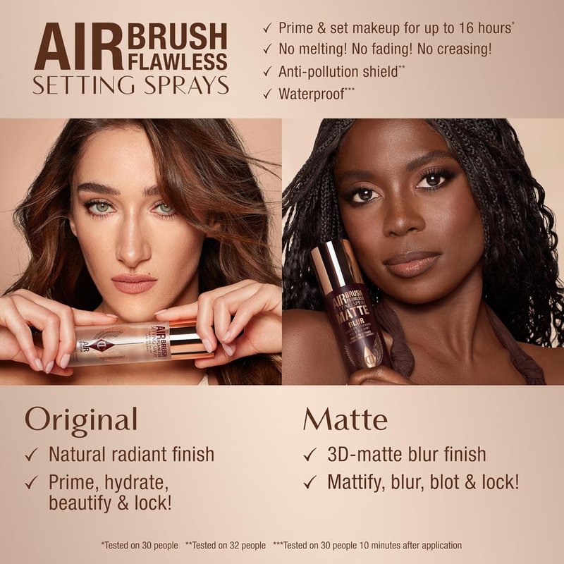 Charlotte Tilbury Airbrush Flawless Matte Setting Spray - Ultra-Fine Mist for 16Hr Makeup & Oil Control | Humidity & Waterproof