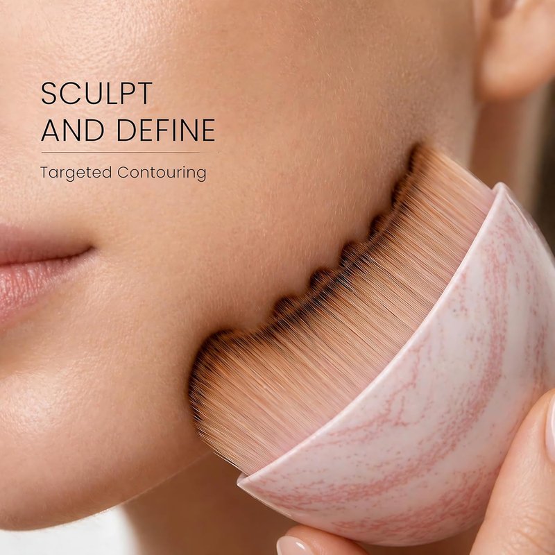 Lymphatic Contour Face Brush - Manual Drainage Massager for De-Puffing & Improved Skin Glow | Pink