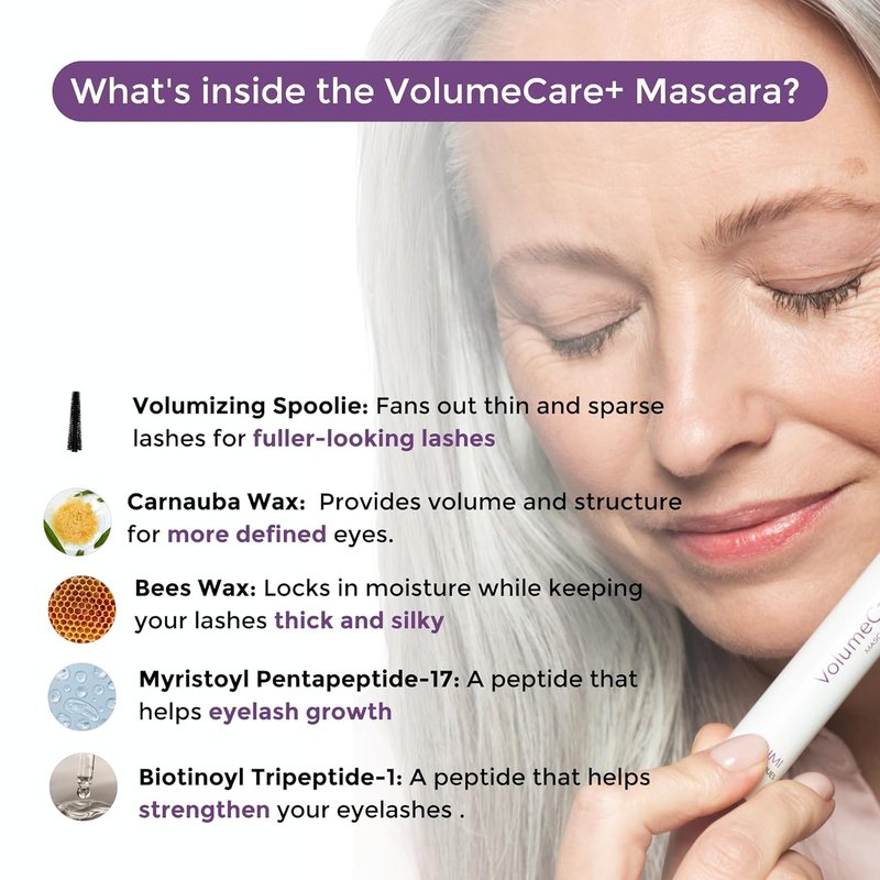 Rumi Cosmetiques VolumeCare+ Mascara - Extreme Length & Volume 2-in-1 Formula | Hypoallergenic, No Clumps, Natural Black
