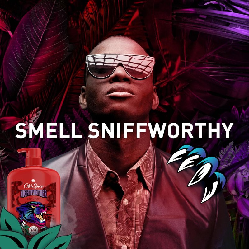 Old Spice Body Wash for Men - 3X Defense, 24/7 Fresh Scent, NightPanther, 33.4 oz