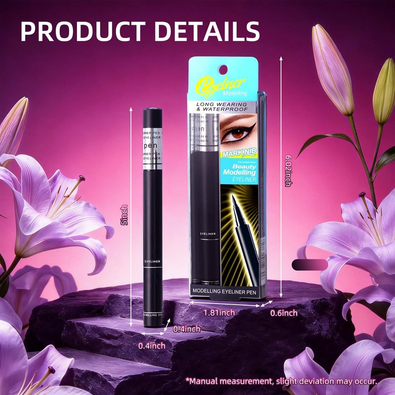 Black Eyeliner, Liquid Eyeliner Waterproof with Ultra Fine Brush, Quick Drying, Smudge Resistant, Eye Liner Intense Pigment Liquid Pen for Long Lasting Satin Finish, Cruelty-Free, Vegan, 0.042 Fl Oz