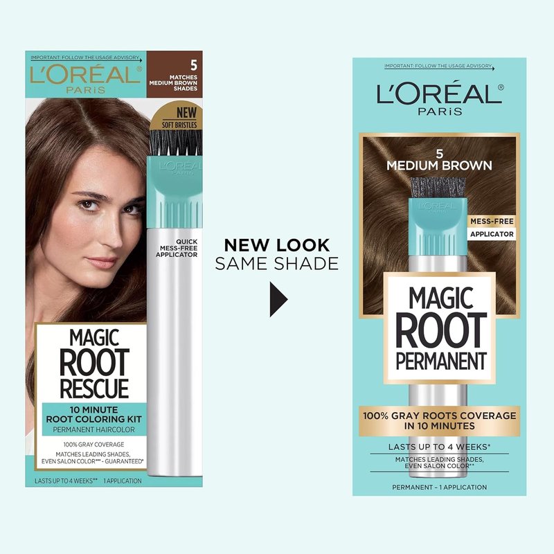 L'Oreal Paris Magic Root Hair Color Kit - 100% Gray Coverage in 10 Minutes | 5 Medium Brown (2 Count)