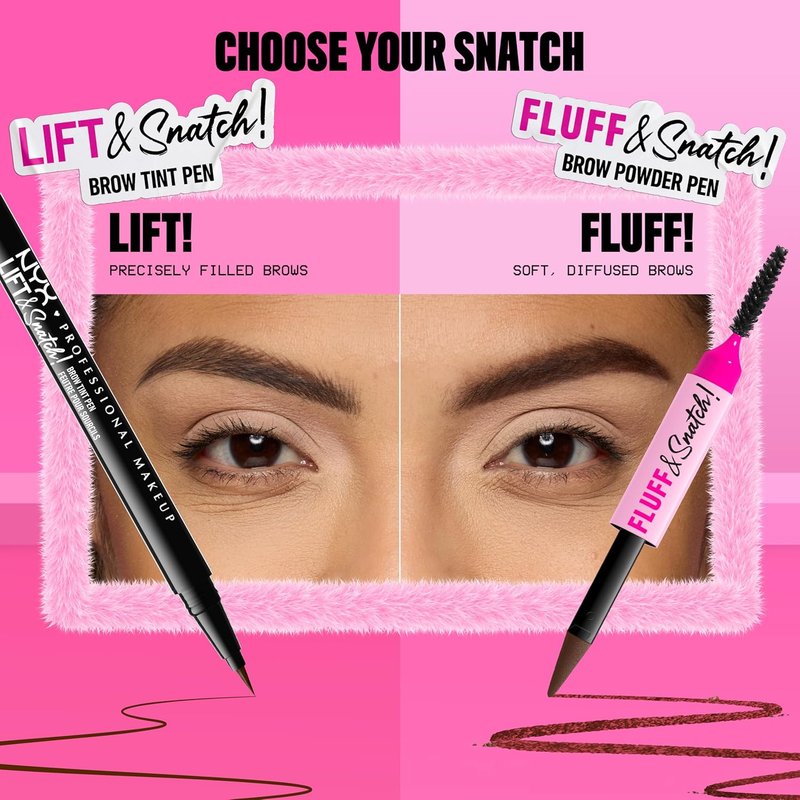 NYX PROFESSIONAL MAKEUP Fluff & Snatch Brow Powder Pen - Cream To Powder Formula For Soft, Defined Brows | Auburn Color