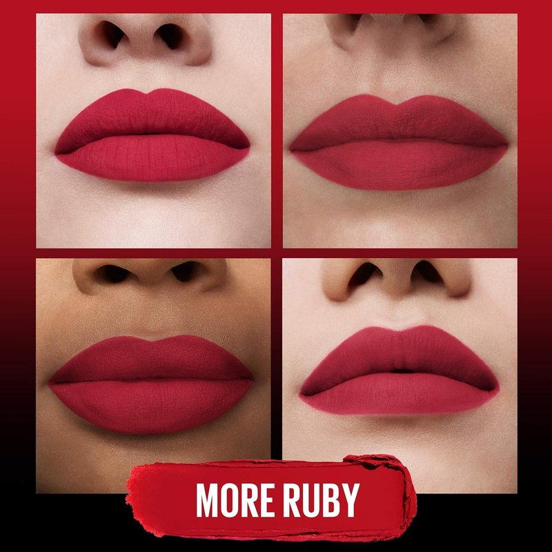 Maybelline Color Sensational Ultimatte Matte Lipstick - Intense Ruby Red, Non-Drying Formula, 1 Count