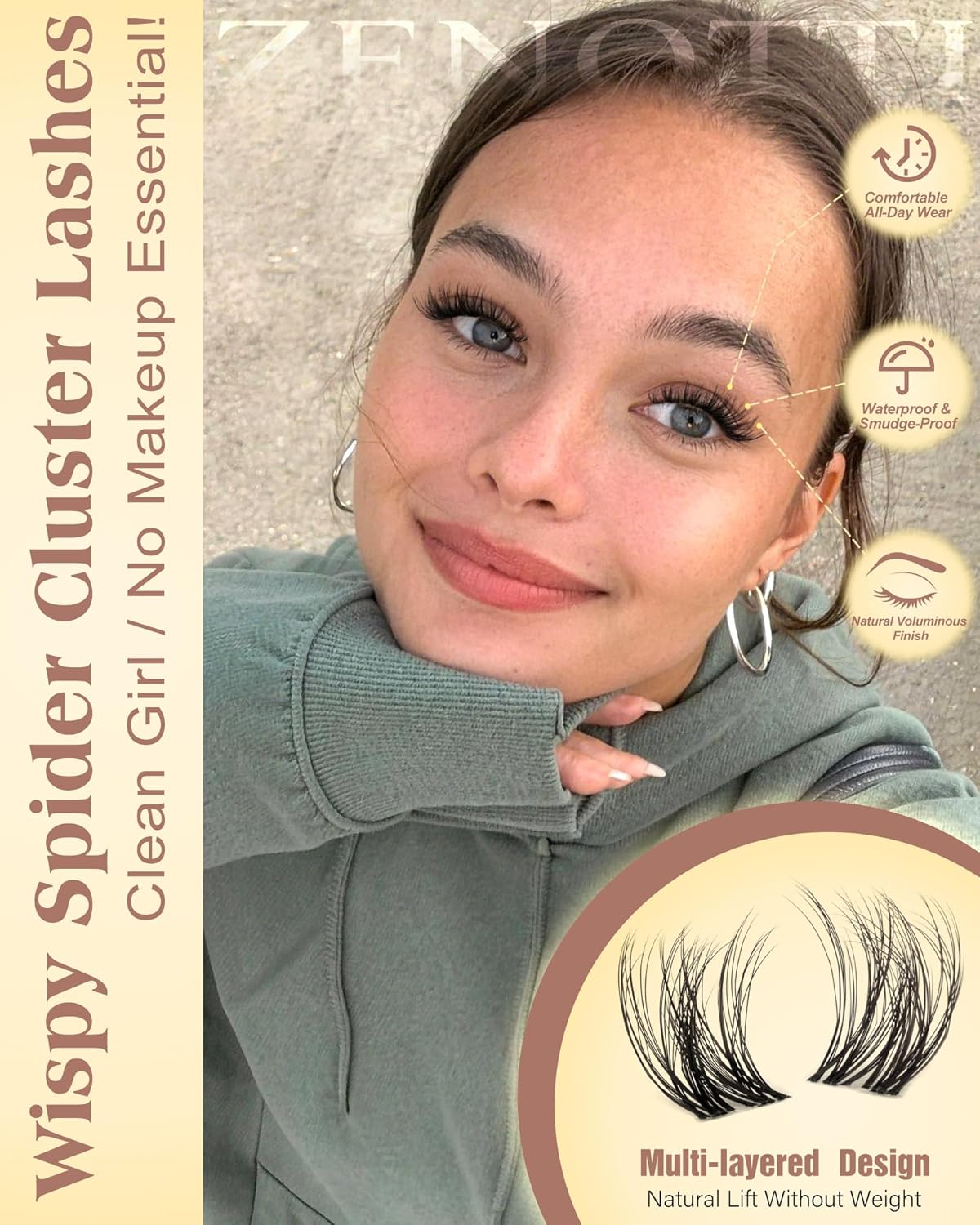 Zenotti Spider Lash Clusters - Wispy Eyelash Extensions for Natural Look | DIY 8-16mm Individual Lashes
