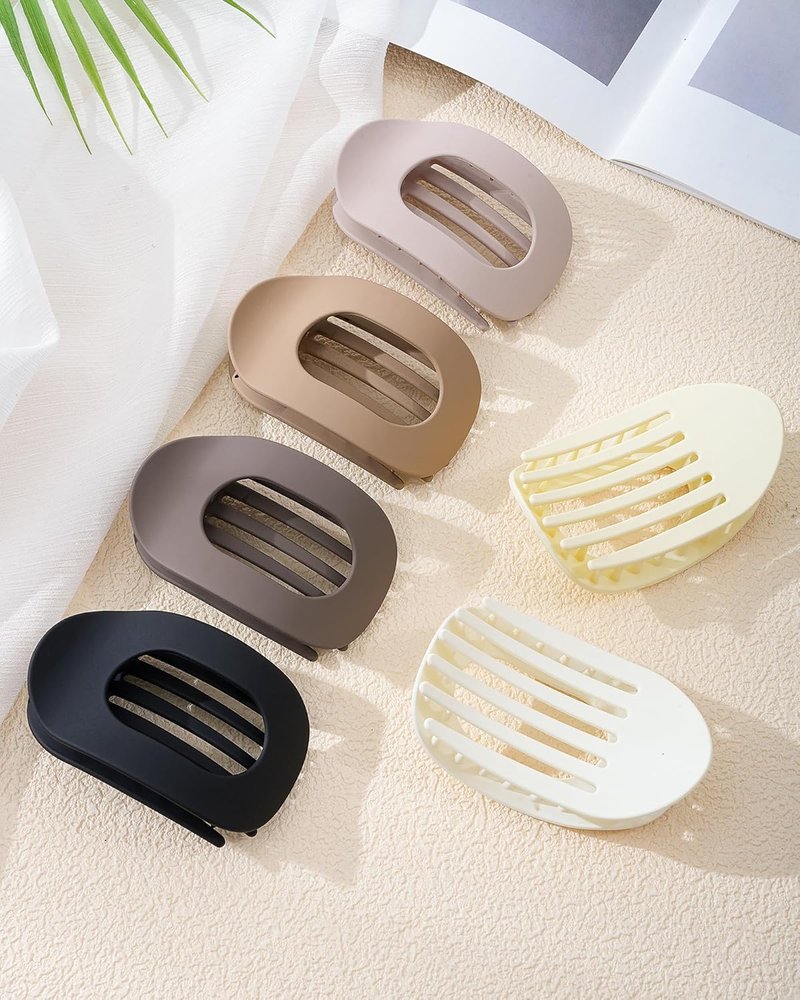 Flat Hair Clips for Women - 6 PCS French Medium Claw Clips | Strong Grip for Thick & Thin Hair