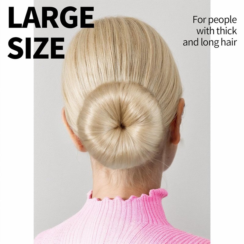 Donut Hair Bun Maker Set - Large, Medium & Small Hair Donuts with 5 Elastic Bands | Beige Hair Accessories for Girls