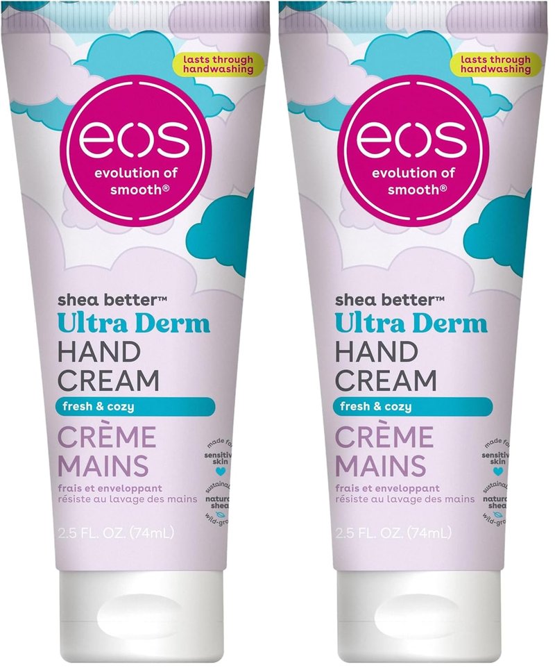eos Shea Better Hand Cream – Fresh & Cozy, Hand Lotion, Hand-Lotion for Dry Skin, Hydrating, Shea Butter, Dry Skin Relief, Travel Size, 2.5 oz (Pack of 2)