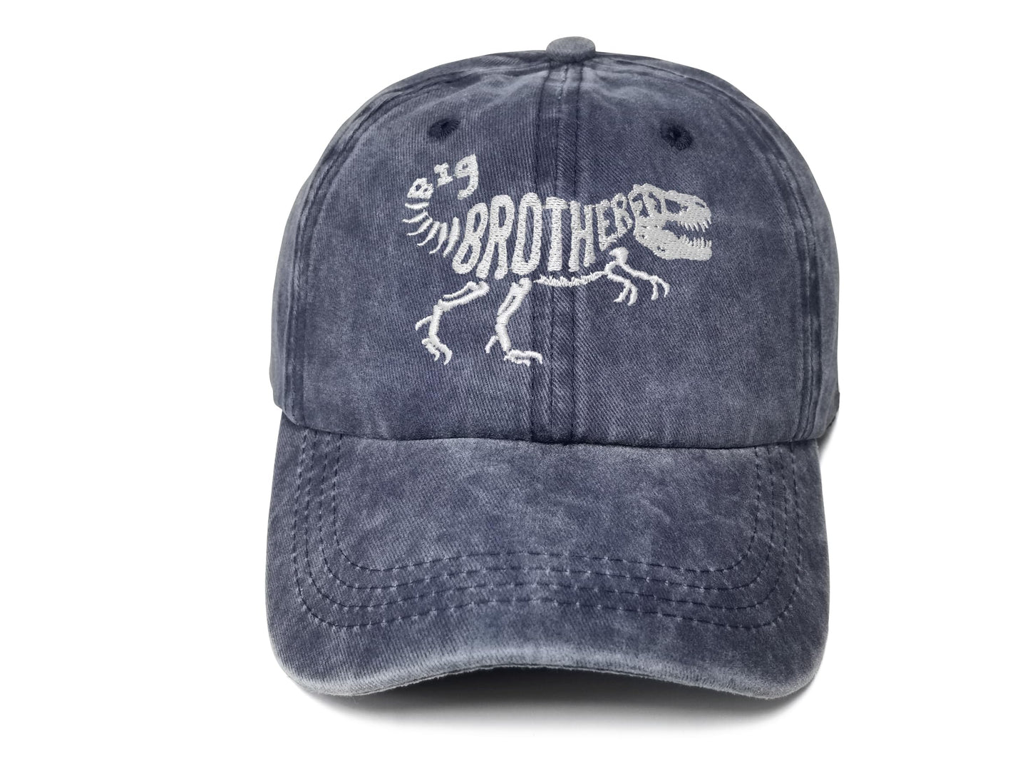 Hepandy Tyrannosaurus Hat for Big Brother, T-Rex Skeleton Bones Baseball Cap for Kids, Gift for Boys, Navy Blue Cotton Hat
