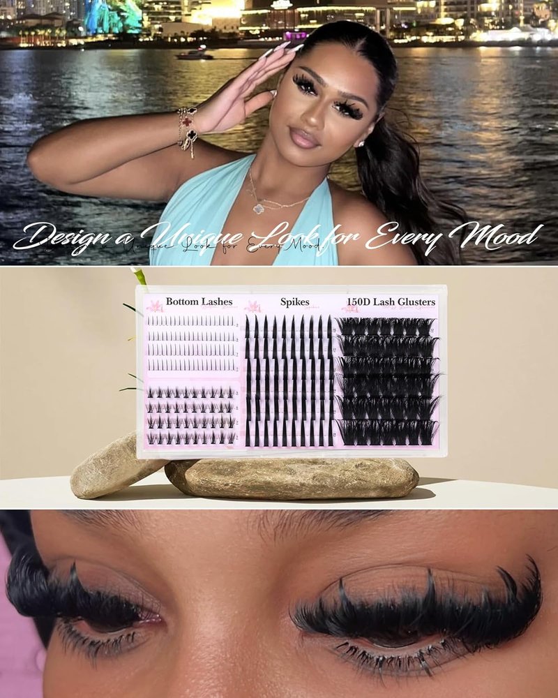 Boahankuke Eyelash Clusters - D Curl Wispy Volume Extensions | 150D Fluffy 222PCS Set