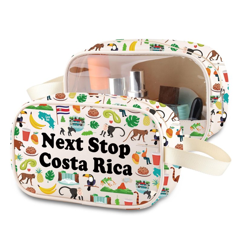 MNIGIU Costa Rica Symbols Souvenir Clear Cosmetic Bag Costa Rica Vacation Gift Travel Lover Pouch North America Travel Gift (Costa Rica Clear Cosmetic Bag)